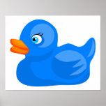 Canard en caoutchouc bleu affiche