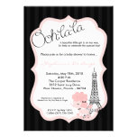 caniche 5x7 rose dans l'invitation de baby shower 
