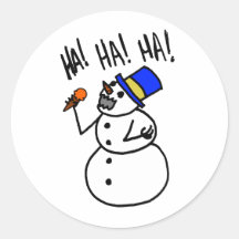 Cannibale de bonhomme de neige adhésif rond
