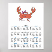 caractère girly mignon et drôle de crabe de fille posters