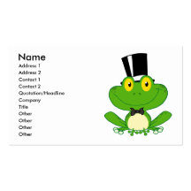 caractère mignon de grenouille de bande dessinée d modèle de carte de visite
