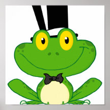 caractère mignon de grenouille de bande dessinée d posters