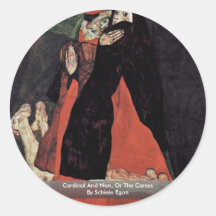 Cardinal et nonne, ou la caresse par Schiele Egon Autocollants