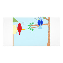 Cardinal et oiseau bleu photocarte customisée