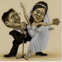 Caricature de mariage photos en relief