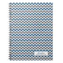 Carnet à la mode de motif de Chevron (bleu)