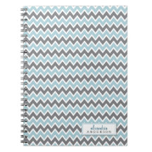 Carnet à la mode de motif de Chevron (bleus layett