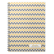 Carnet à la mode de motif de Chevron (citron)