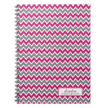 Carnet à la mode de motif de Chevron (fuchsia)