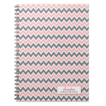 Carnet à la mode de motif de Chevron (rose)