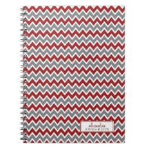 Carnet à la mode de motif de Chevron (rouge)