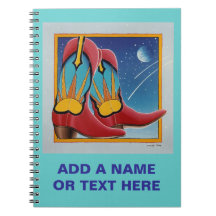 Carnet de bottes de cowboy de coucher du soleil de