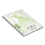 Carnet vert personnalisé de journal de jeune marié