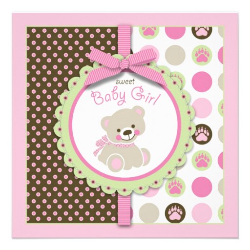Carré bienvenu d'invitation de fille d'ours
