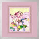 Carré doux en verre d'affiche de rose de rose d'ar