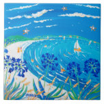 Carreau de céramique d'art : Vue de bleu de Scilly carreaux