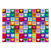 Carrés colorés de coeur carte