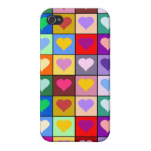 Carrés colorés de coeur iPhone 4 case