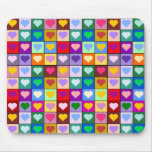Carrés colorés de coeur tapis de souris