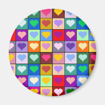 Carrés multicolores de coeur aimant