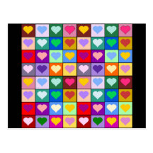 Carrés multicolores de coeur carte postale