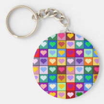 Carrés multicolores de coeur porte-clef