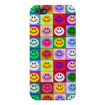 Carrés souriants de visage d'arc-en-ciel iPhone 5 case