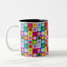 Carrés souriants multicolores mug à café