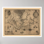 Carte 1590 de la Virginie de baie de chesapeake