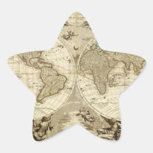 Carte 1708 du monde par Jean Baptiste Nolin Autocollants