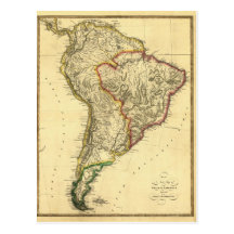 Carte 1817 de l'Amérique du Sud Carte Postale