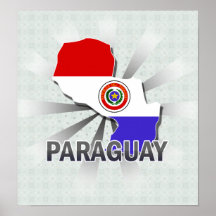 Carte 2,0 de drapeau du Paraguay Affiche