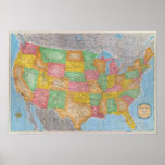 Carte 3 des Etats-Unis Posters