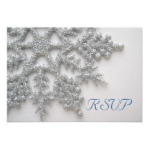 Carte argentée des flocons de neige RSVP Faire-parts