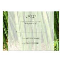Carte asiatique en bambou verte de réponse de mari invitations