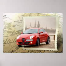 Carte avec la voiture posters