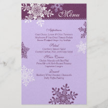Carte blanche pourpre de menu de mariage d'hiver d tract personnalisé