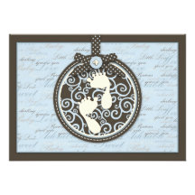 Carte BLEUE 2 d'orteils minuscules Invitation