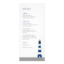 Carte bleue de menu de mariage de phare carton d'invitation
