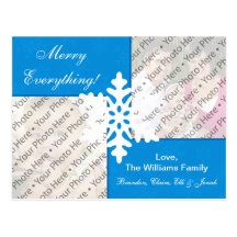 Carte bleue de vacances de flocons de neige avec l cartes postales