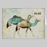 Carte bleue du jour de mère de chameaux cartes