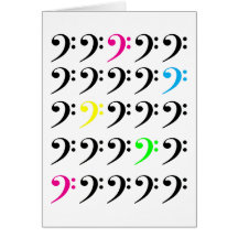 Carte colorée de clef basse