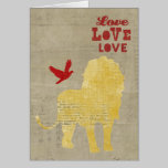 Carte d'amour de silhouette de lion cartes