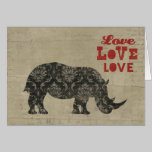 Carte d'amour de silhouette de rhinocéros cartes