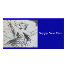Carte d'angle de bonne année carte avec photo