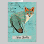 Carte d'anniversaire ambre de Fox de Smokey rétro cartes