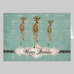 Carte d'anniversaire azurée et ambre de girafes cartes