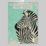 Carte d'anniversaire bleue de zèbre vintage cartes