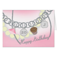 Carte d'anniversaire de bracelet de charme et de b