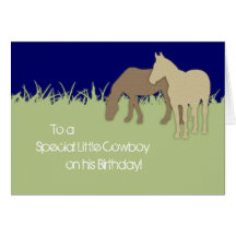 Carte d'anniversaire de cowboy de poneys de Brown